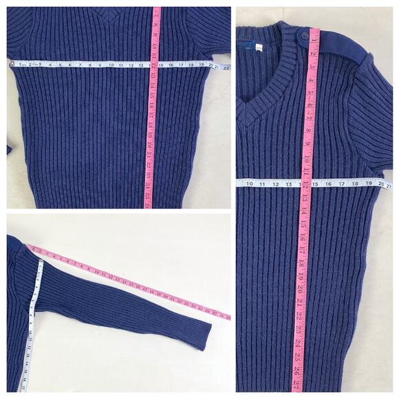 Blue Gray Military Pullover Wool Military Tactical Ribbed Sweater Sz M/L - Picture 5 of 9